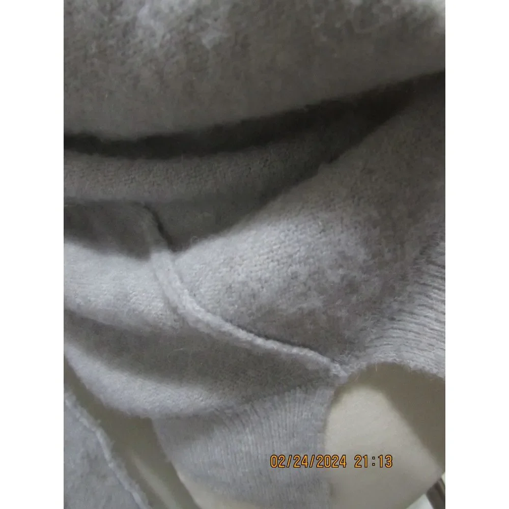 FREE PEOPLE SIZE S WOOL ALPACA BLEND HOODED PULL-ON SWEATER GRAY BUTTONS SOFT